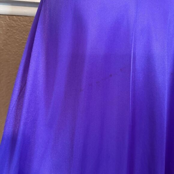 Vintage Size S Lace Trim Floor Length Lingerie Nightgown Royal Purple Romantic - Picture 6 of 8
